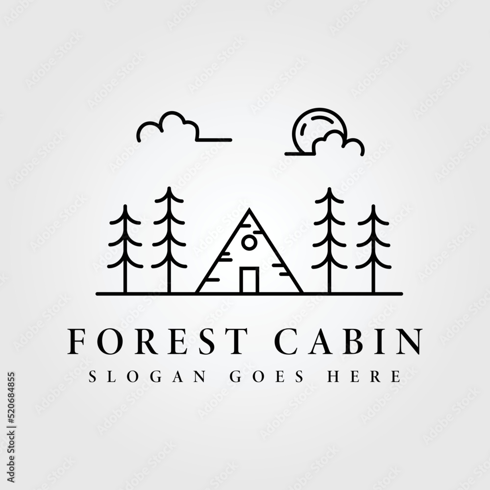 landscape rustic cabin cottage logo vector illustration design