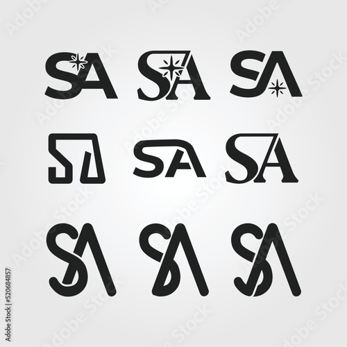 logo font SA, S, A logo vector illustration design