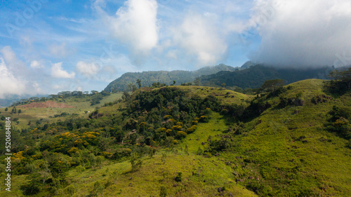 Mountain landscape  Slopes of mountains and hills with tropical vegetation and green forest.