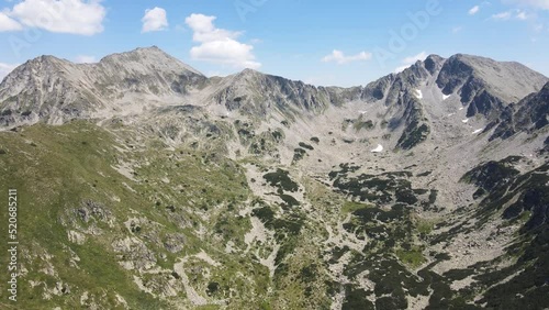 Amazing Aerial view of Yalovarnika and Kamenitsa peaks at Pirin Mountain, Bulgaria photo