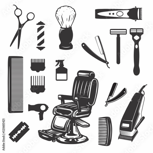 Barbershop Tools Vector Set – Vintage Shaving and Haircut Icons