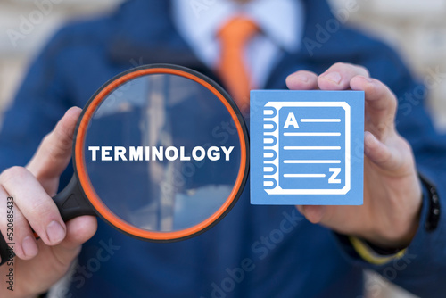 Concept of terminology. Terms in finance, business and accounting. photo
