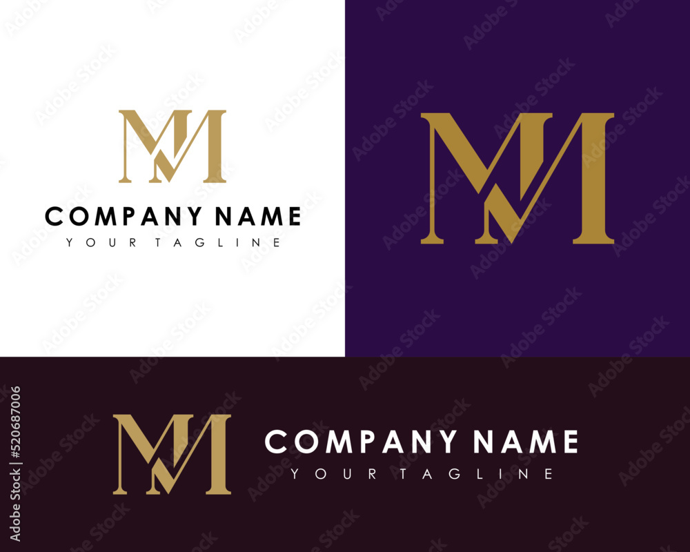 Letter MM Logo Monogram Double M Logo,luxury logo - obrazy, fototapety, plakaty 