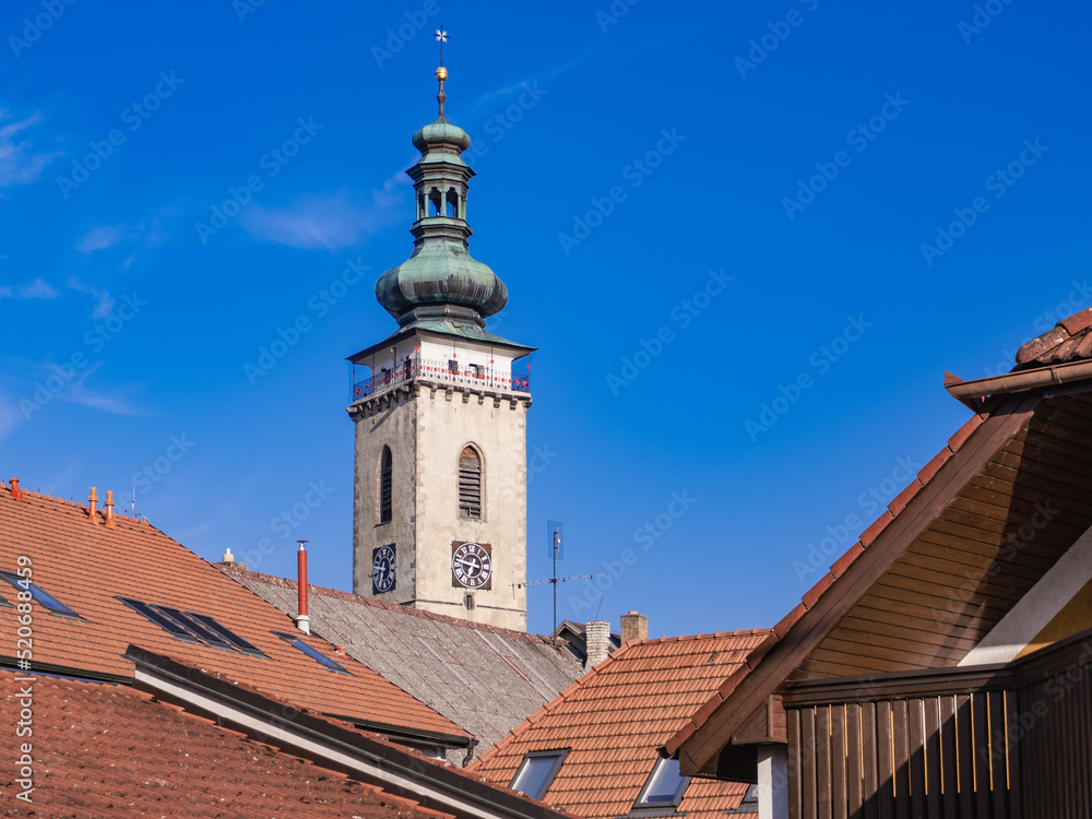 Town tower in Sobeslav in South Bohemia.