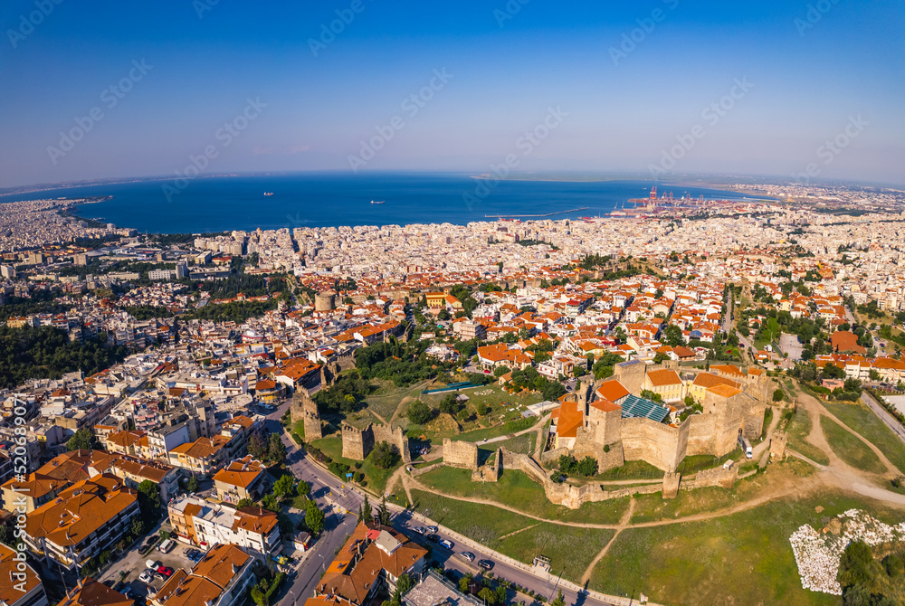 aerial view of fortress of seven towers (Heptapyrgion fortress), Thessaloniki, Greece. High quality photo