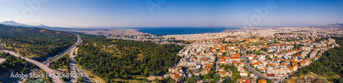 amazing aerial panorama of the beautiful Greek city Thessaloniki. High quality photo