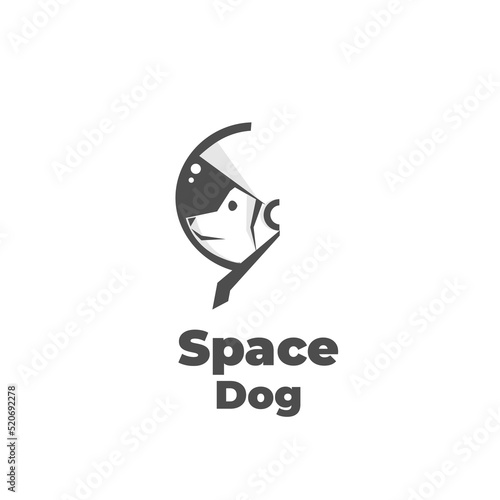 Space astronaut dog simple illustration logo