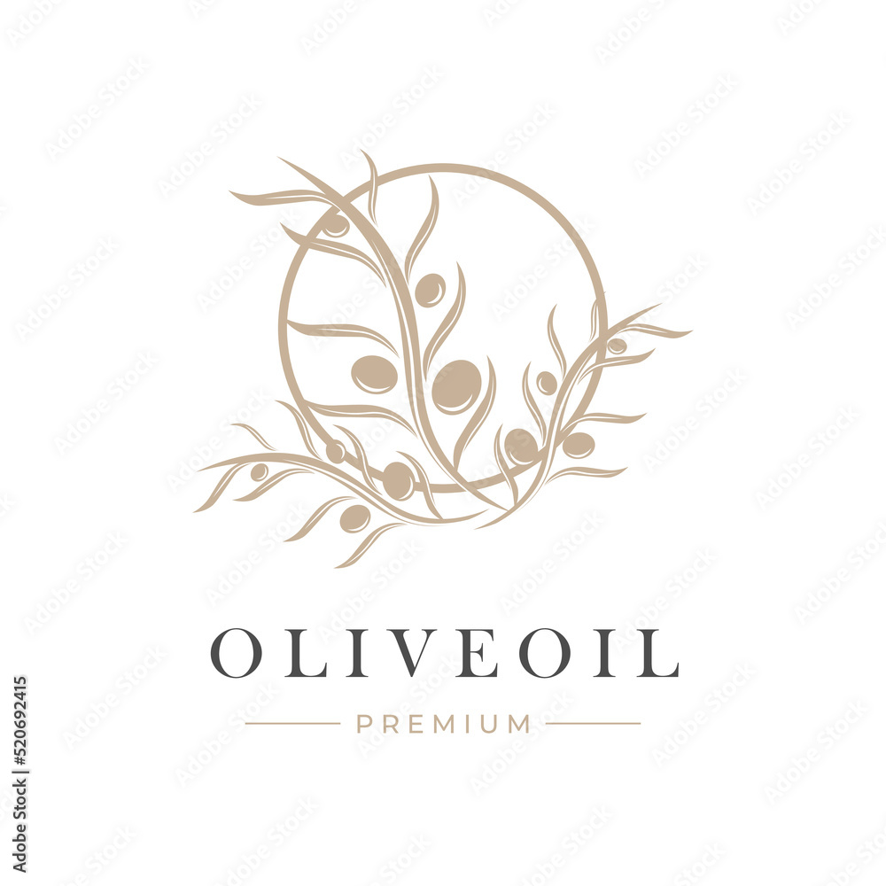Fototapeta premium Simple elegant olive oil illustration logo