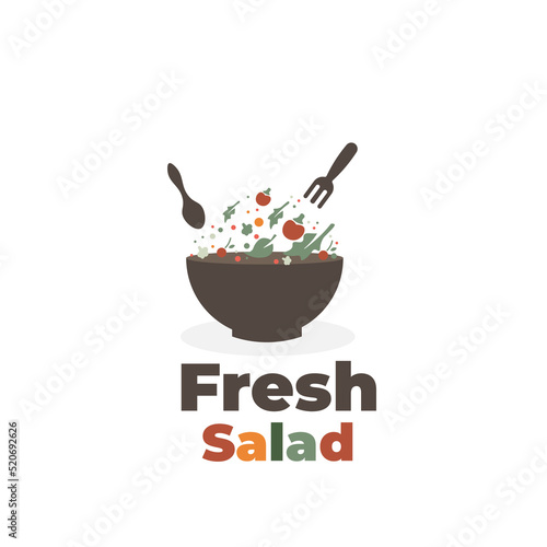 Bowl illustration logo with a bunch of fresh salad