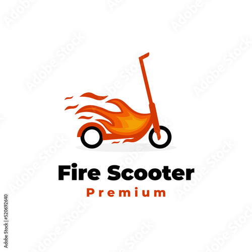 Fire electric scooter illustration logo