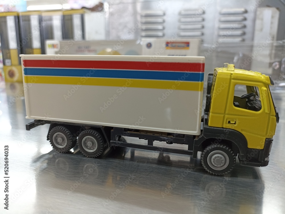 Mini truck toy on the road