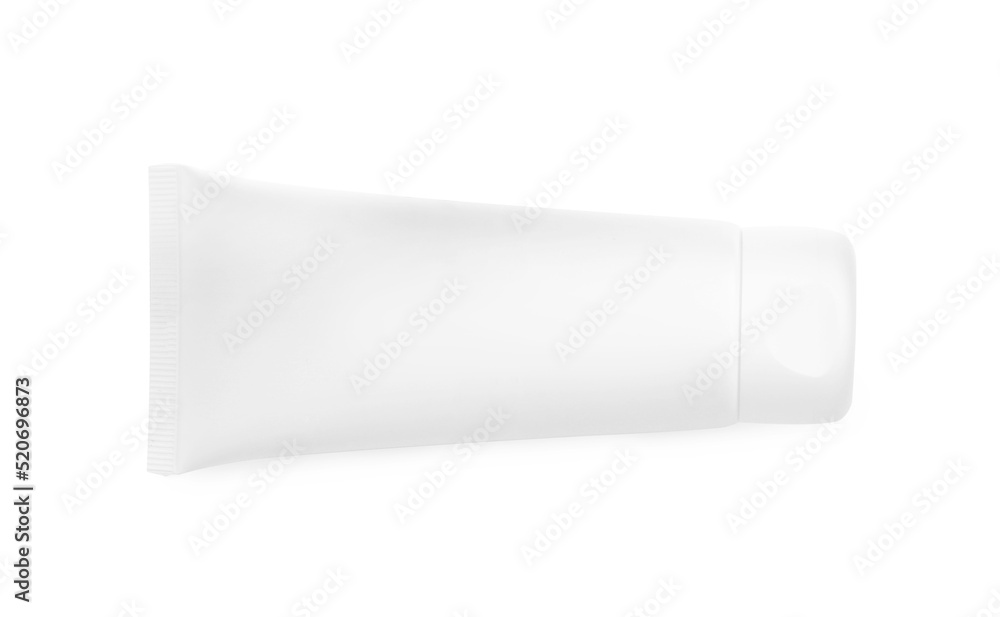 Tube of hand cream isolated on white, top view Tube of hand cream isolated on white, top view