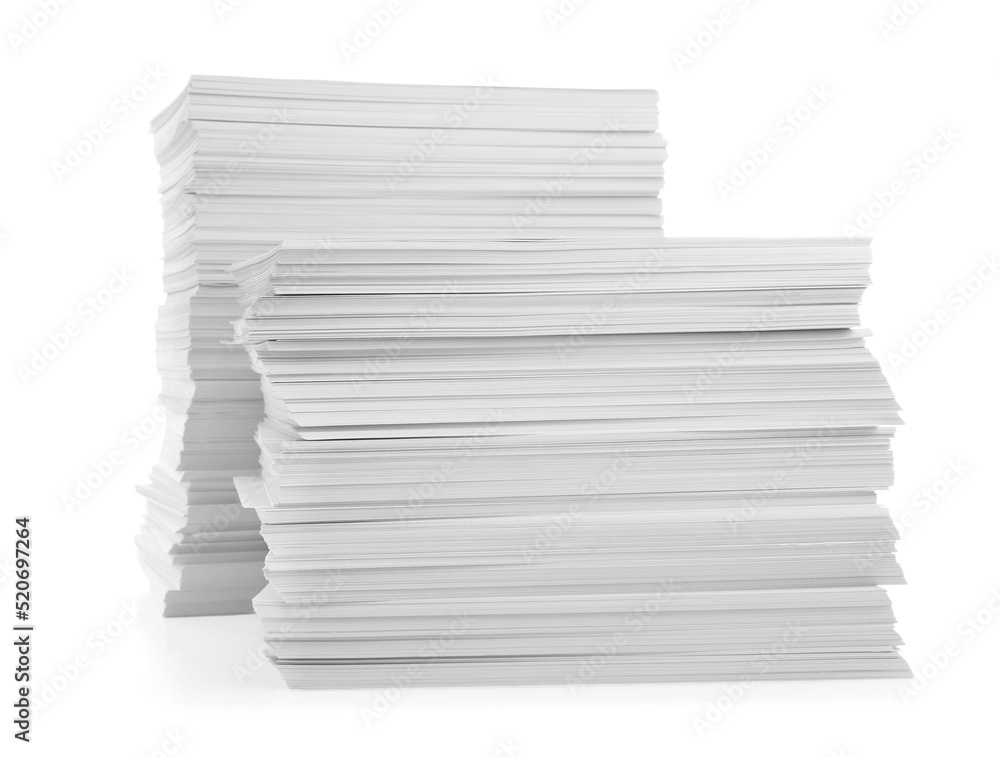 Stacks of paper sheets isolated on white Stacks of paper sheets isolated on white