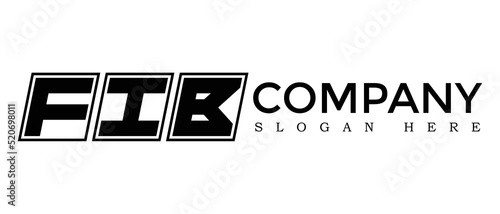 FIB three Letter Rounded rectangle boxes shape element symbol digital initial technology Media business logo design, Vector Template