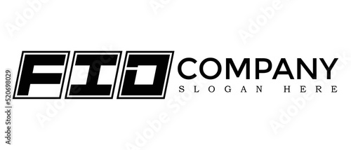 FID three Letter Rounded rectangle boxes shape element symbol digital initial technology Media business logo design, Vector Template