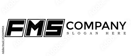 FMS three Letter Rounded rectangle boxes shape element symbol digital initial technology Media business logo design, Vector Template