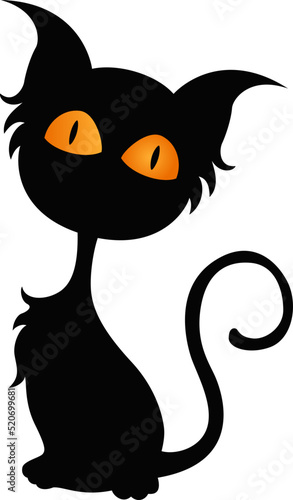 Cute black cat cartoon on white background