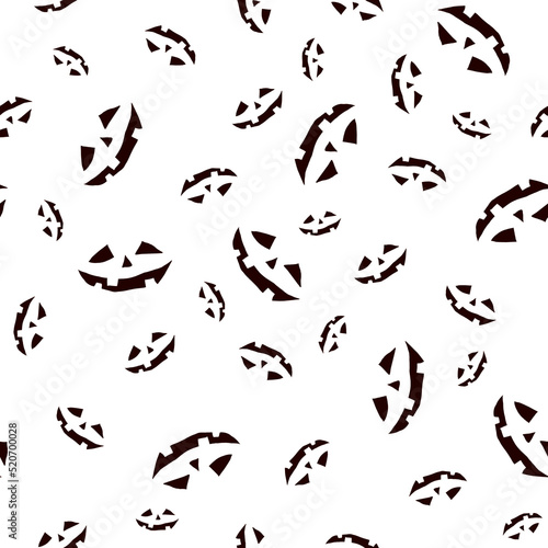 Seamless pattern with sinister black smiles on a white background, hand-drawn. Halloween package design.
