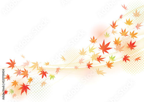 手描き、水彩、紅葉フレームデザイン