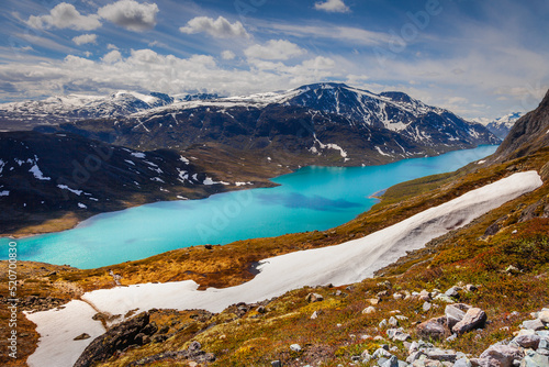 Besseggen above Lake Gjende in Jotunheimen, Norway, Northern Europe