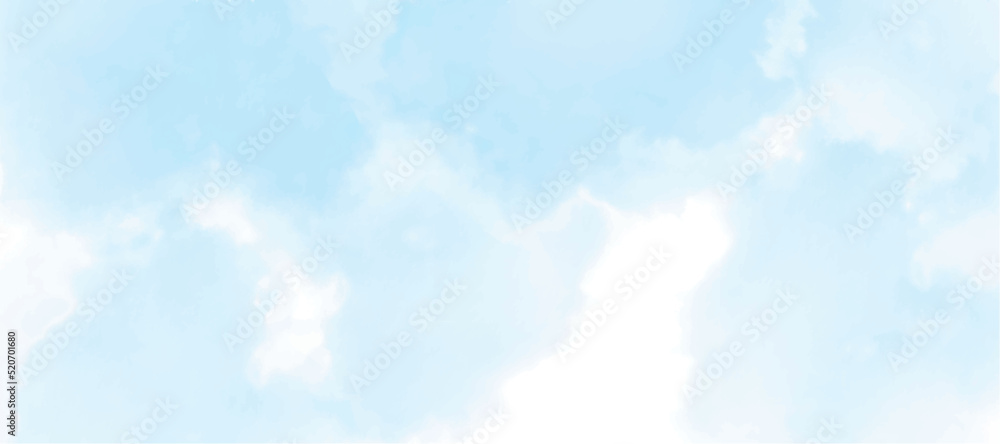 Watercolor illustration of blue sky for background and wallpaper. 