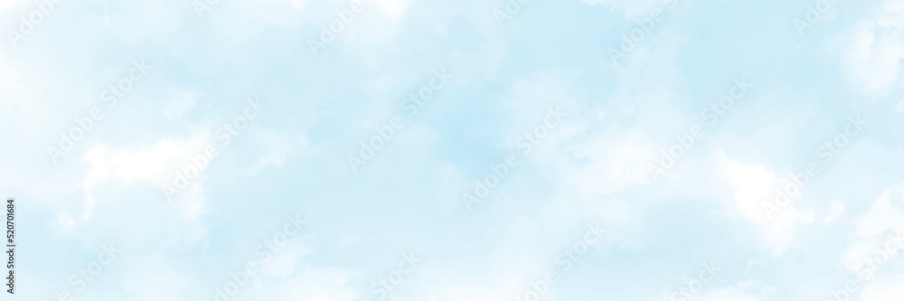 abstract watercolour painting blue sky overcast above the cloud in panorama view beautiful cloudscape for background