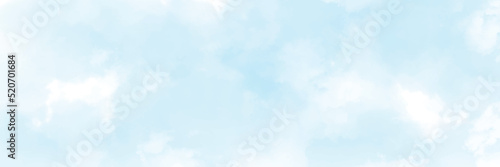 abstract watercolour painting blue sky overcast above the cloud in panorama view beautiful cloudscape for background