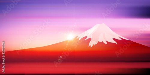 富士山　日の出　日本　背景