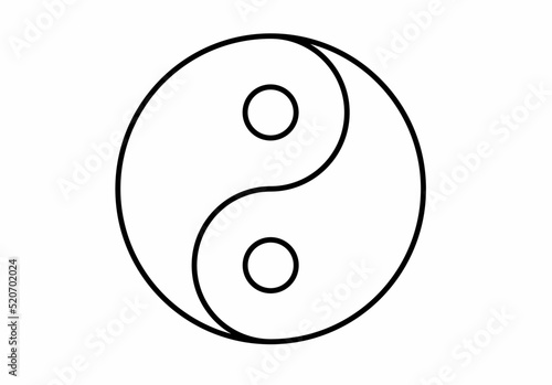 thin line yin yang Symbol isolated on white background