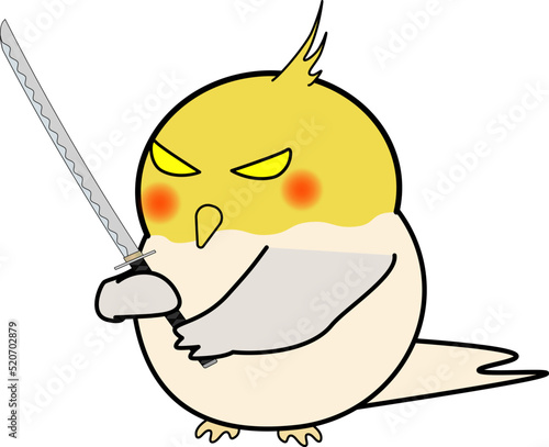 刀を持つ可愛いオカメインコ