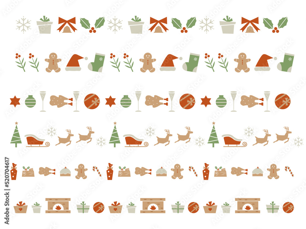 Fototapeta premium クリスマスのイラストの罫線セット