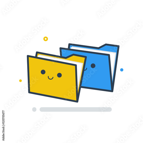 Cute open folder document cartoon concept isolated vector icon illustration flat style