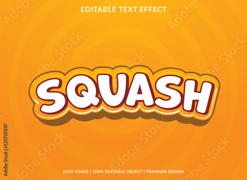 squash editable text effect font template with abstract background style use for business logo
