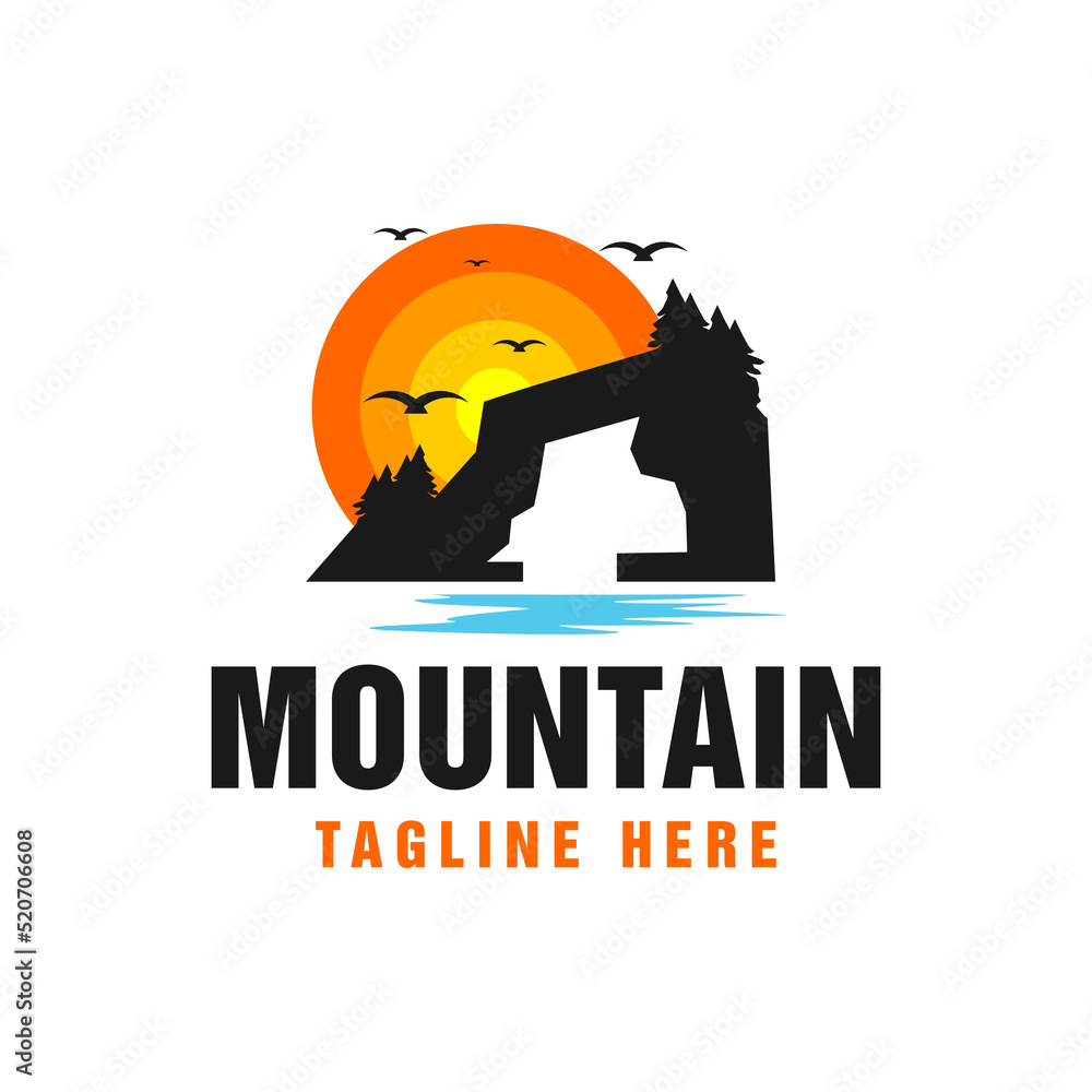 mountain scenery illustration logo design