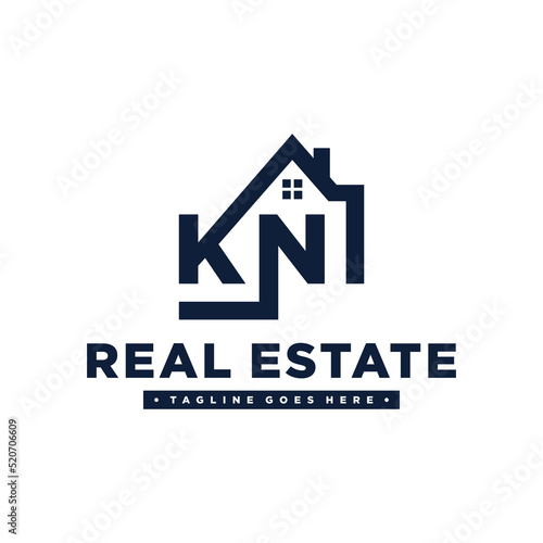 Apartment investment company illustration logo with letter KN