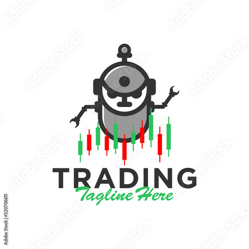 trading robot graphic company illustration logo