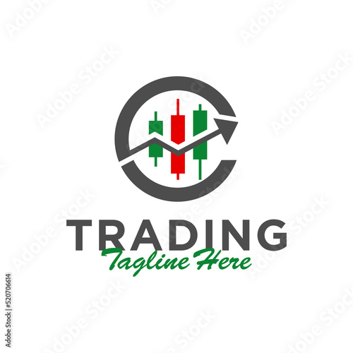 trading chart company illustration logo with letter C