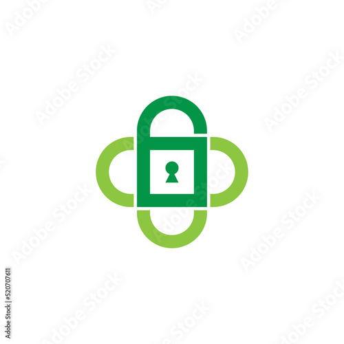 plus medical healthy lock symbol icon vector