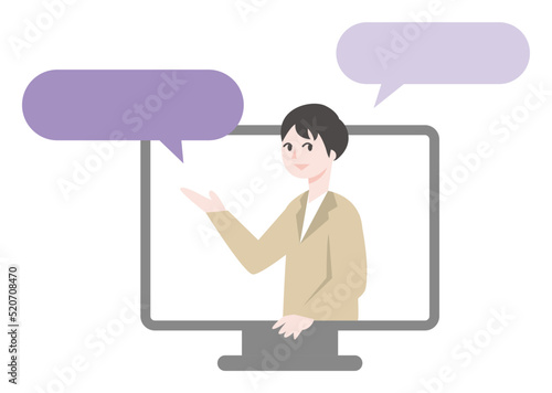 説明をする人物のビジネスイラスト