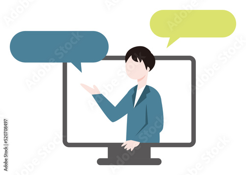 説明をする人物のビジネスイラスト