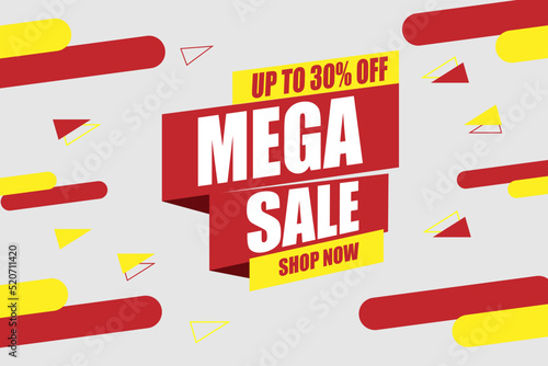 Mega sale discount banner template promotion.
