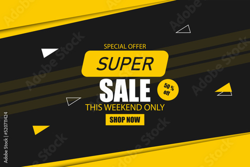 Super sale discount banner template promotion.