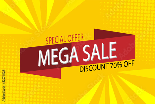 Mega sale discount banner template promotion.