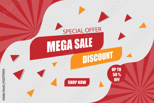Mega sale discount banner template promotion.