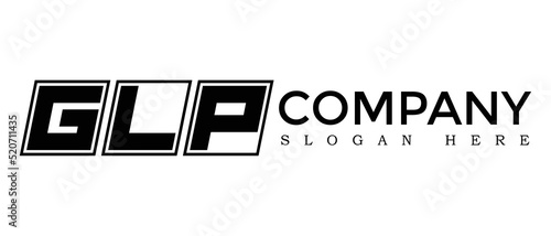 GLP three Letter Rounded rectangle boxes shape element symbol digital initial technology Media business logo design, Vector Template