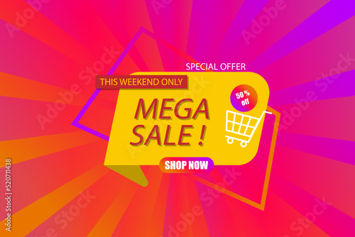 Mega sale discount banner template promotion.