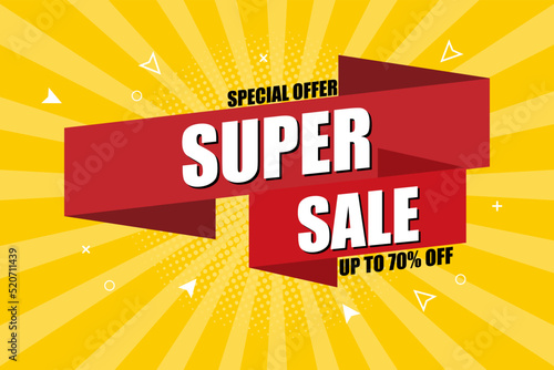 Super sale discount banner template promotion.