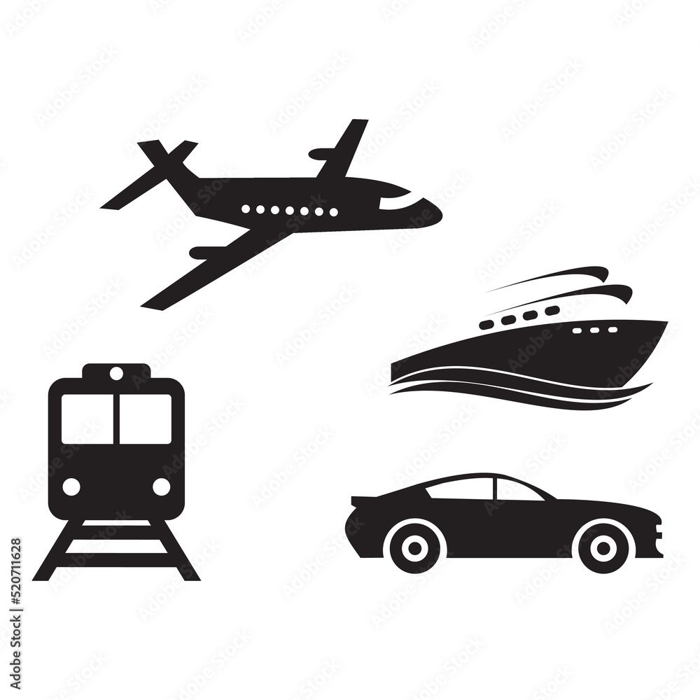 transportation set, icon illustration symbol	