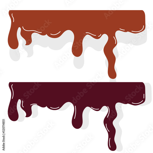 Drip chocolate vector illustration. chocolate splash and flow drops of dark or milky choco. drip choco