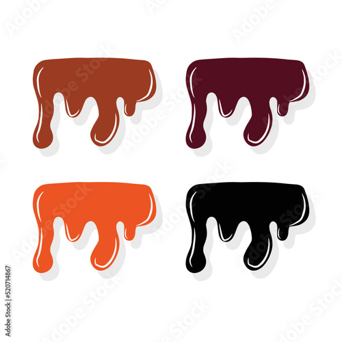 Drip chocolate vector illustration. chocolate splash and flow drops of dark or milky choco. drip choco